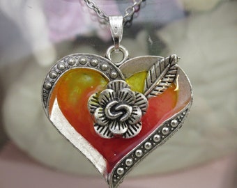 Tree of Life Pendant Heart on Fire  T-100