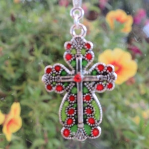 Stained Glass Cross Pendant - 89