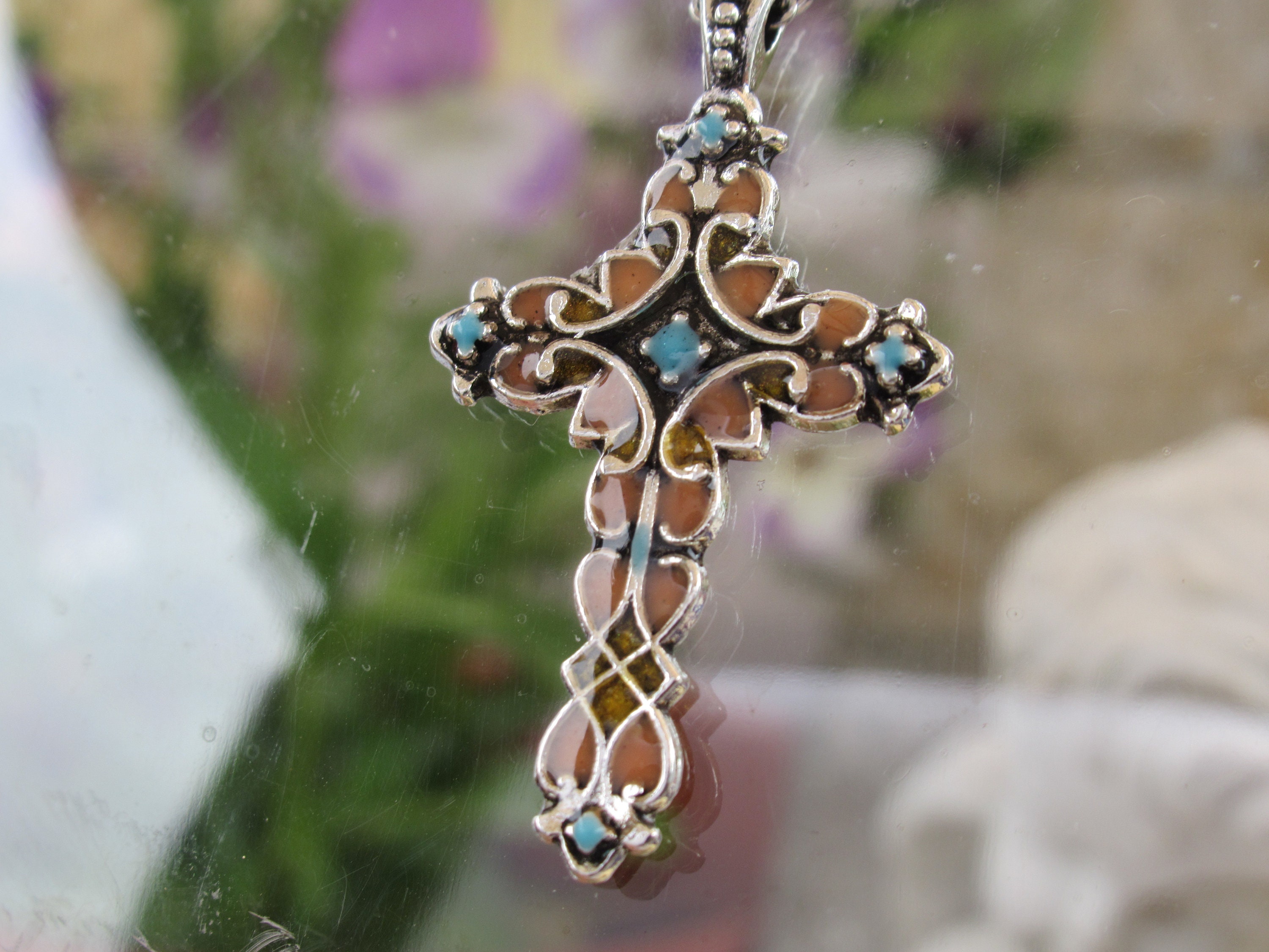 Stained Glass Ornate Cross Pendant 012 | Etsy