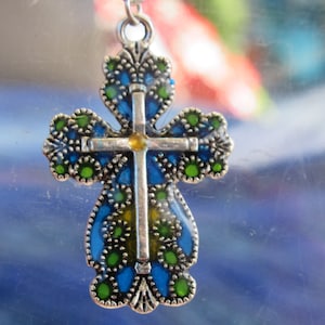 Buntglas Kreuz Anhänger - 55