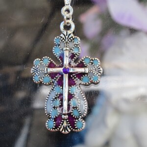 Buntglas Kreuz Anhänger - 46