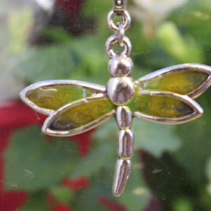 Dragonfly Pendant: UV Resin Wings, Stainless Steel Chain