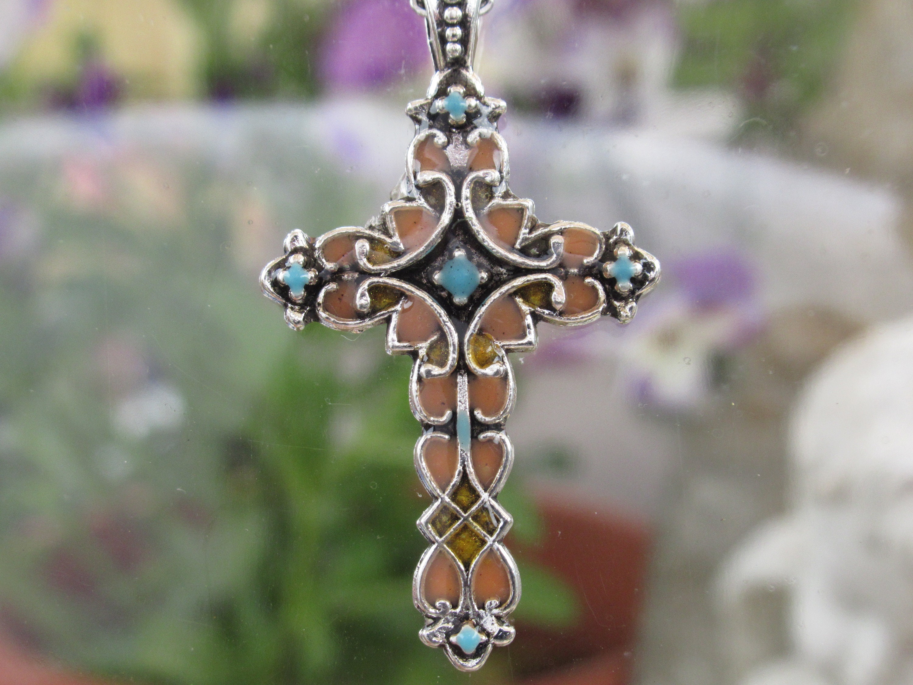 Stained Glass Ornate Cross Pendant 012 | Etsy