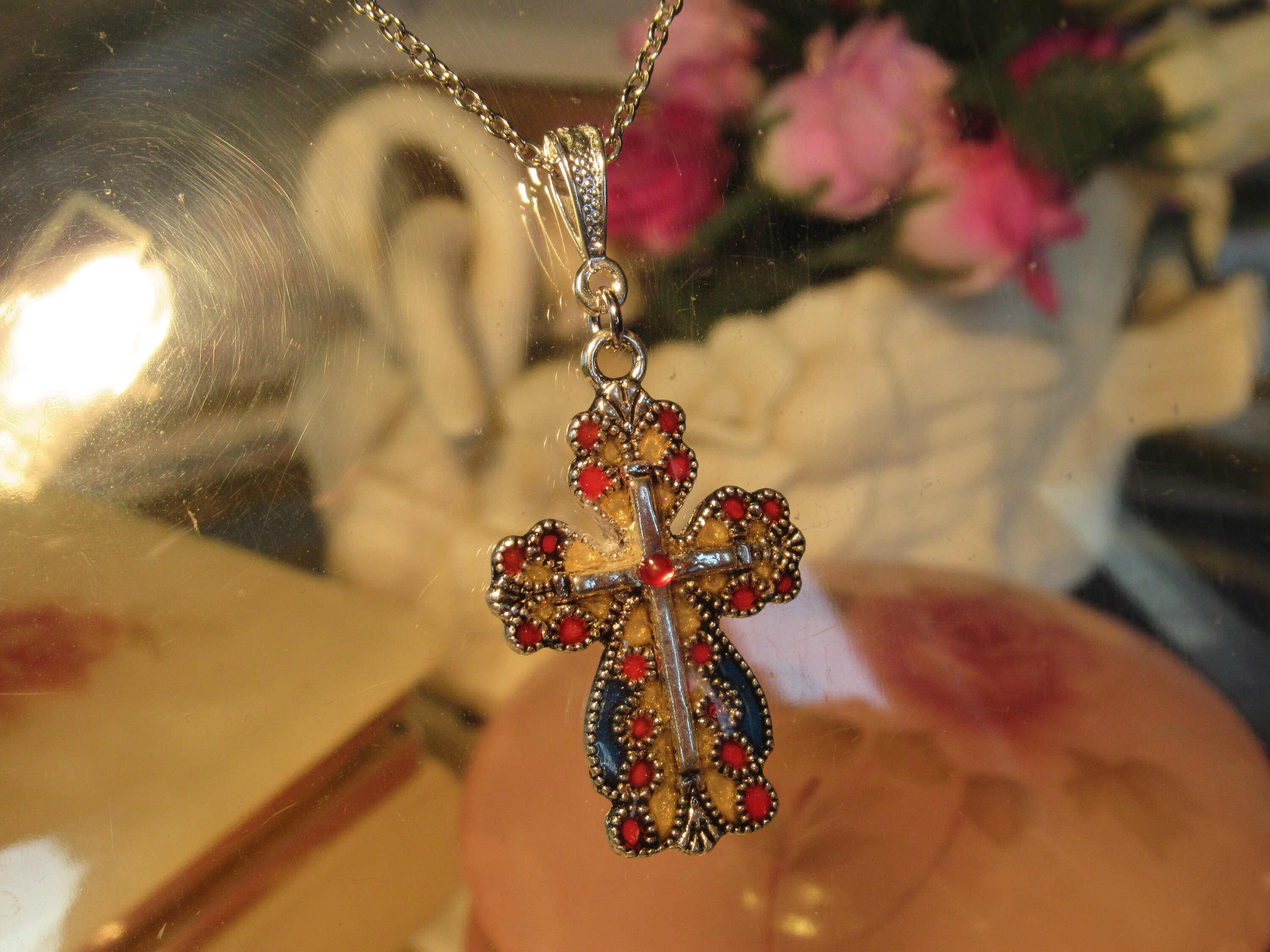 Stained Glass Cross Pendant 75 Etsy UK