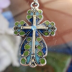 Buntglas Kreuz Anhänger - 57
