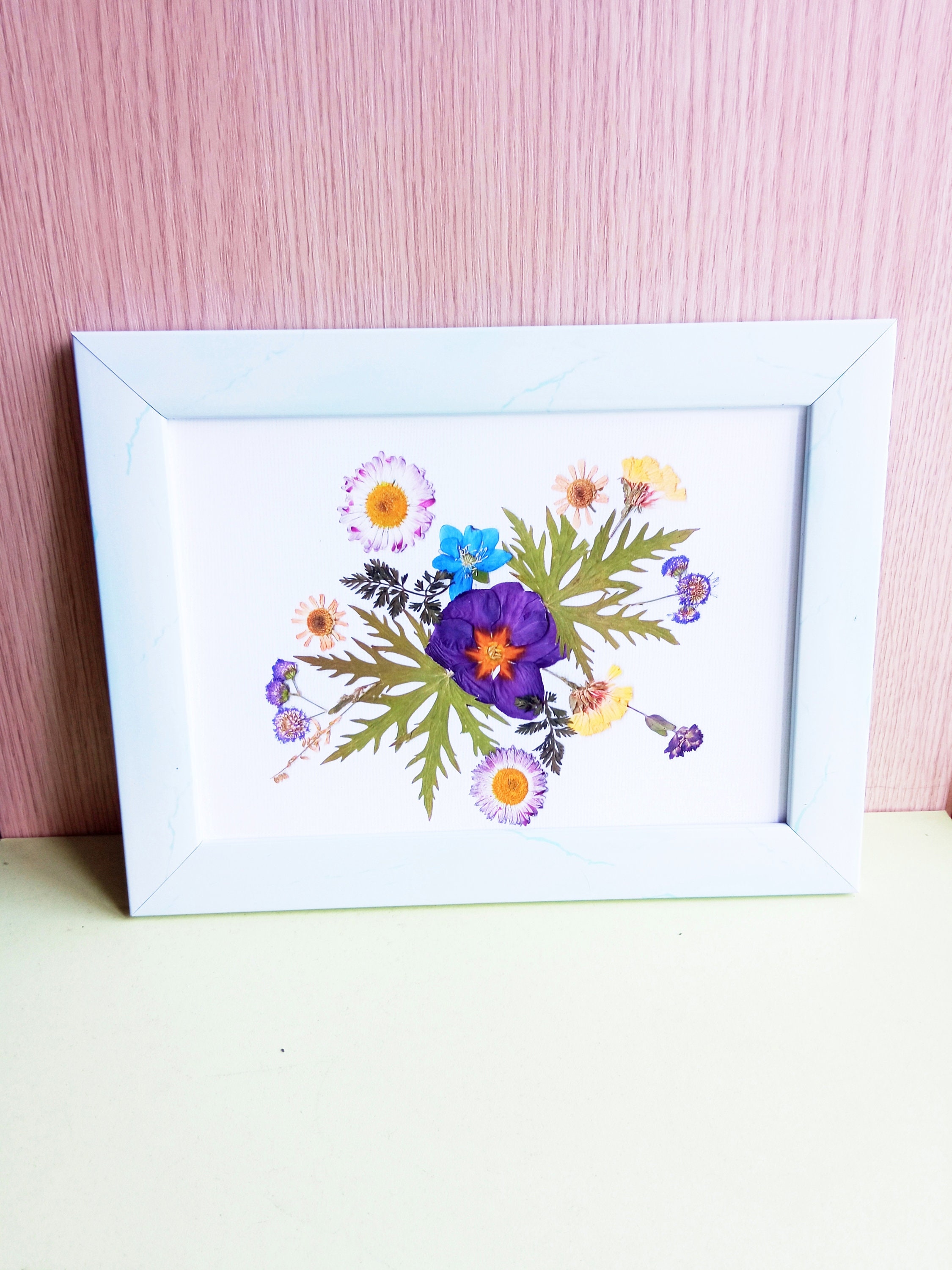 Pressed flower frame Print reproduction wall art Flower | Etsy