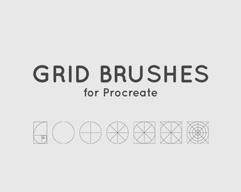 Procreate Brushes: Grid, rectangle, circle, mix, golden ratio