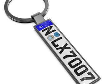 Llavero GREY con matrícula de coche personalizada, de doble cara impreso con texto, foto u s.w. regalo, mamá, papá, esposa, cumpleaños