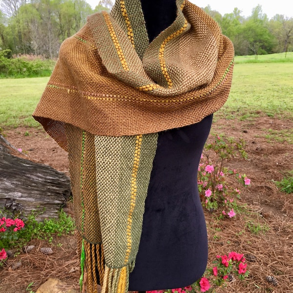 Handwoven Scarf/Shawl - Maple Leaf