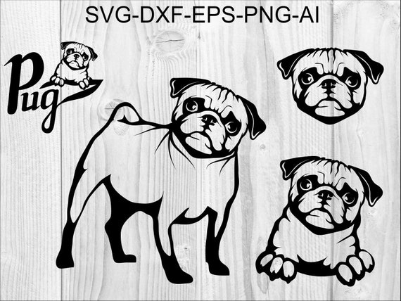 Download Dog Svg 2 Pug Svg Dog Clipart Dog Cut Files For Silhouette Etsy