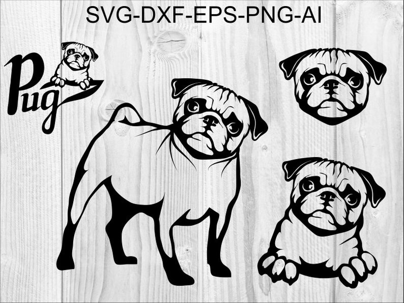 Download Dog SVG 2 Pug SVG Dog Clipart Dog Cut Files For Silhouette ...