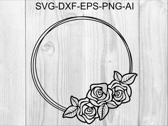 Download Art Collectibles Clip Art Floral Wreath Svg Vector Flower Frame Svg Wreath Cut File Flower Wreath Svg Flower Monogram Frame Offset Circle Wreath Svg File