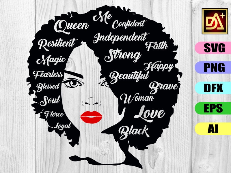 Afro woman svg Strong woman svg Black woman svg Afro girl ...