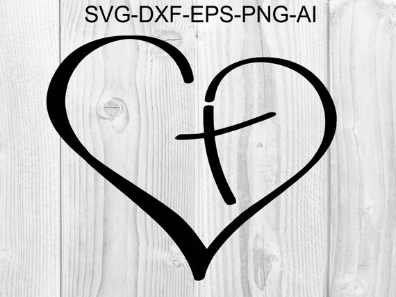 Cross SVG 1 Heart svg Cross svg silhouette filesCrosses | Etsy