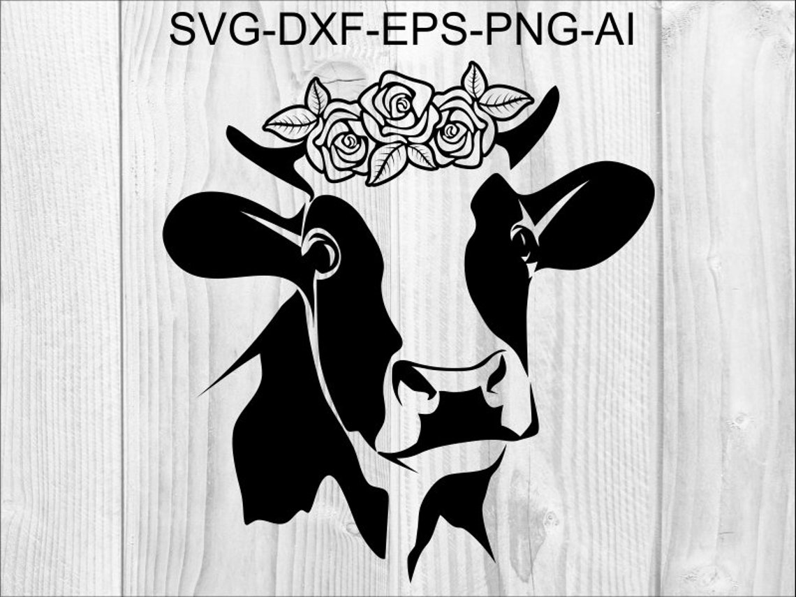Download Cow SVG 3 Cow Head Cow with flowers dfx eps png print and ...