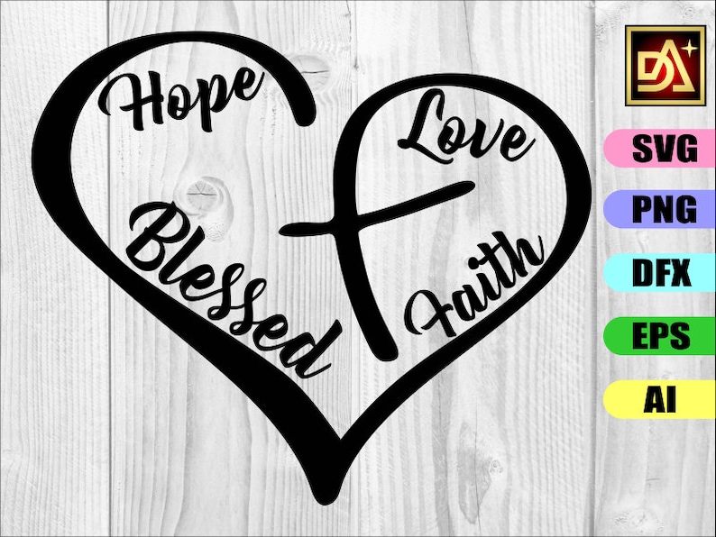 Heart Cross SVG Heart svg Cross svg silhouette files Blessed | Etsy