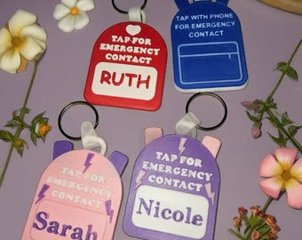 3D gedruckter NFC Notfallkontakt Rucksackanhänger Benutzerdefinierter Name Kindersicherheitsschlüsselbund