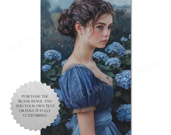 Premade Romance Cover, Free Commercial Use, Indie Author, Regency Romance, Historical Romance, JAFF Cover, Blue, Customisable Book Cover