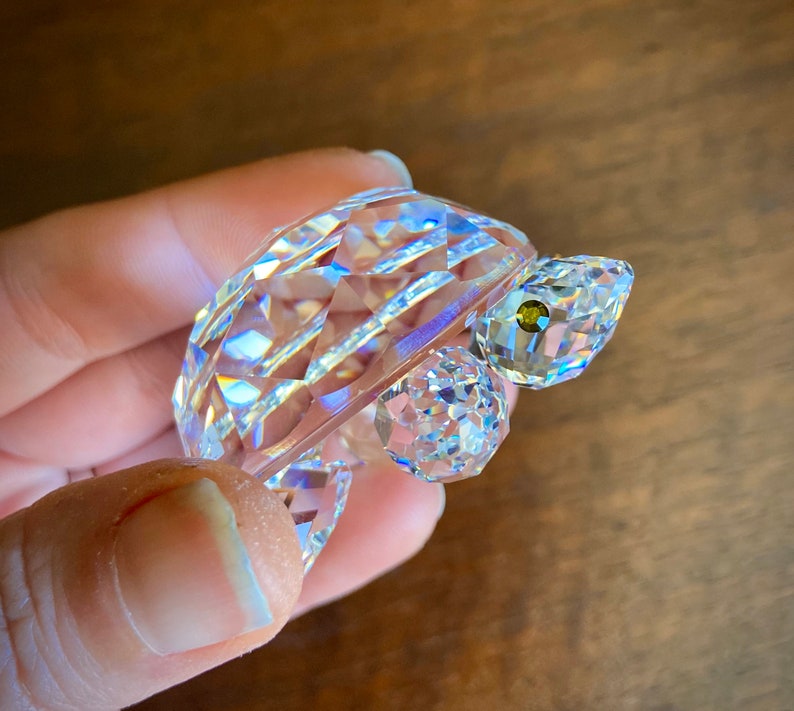 Vintage Large Swarovski Crystal Turtle / Tortoise with Green | Etsy
