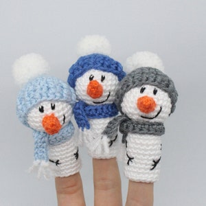 German, CROCHET PATTERNS Finger puppet snowman in German