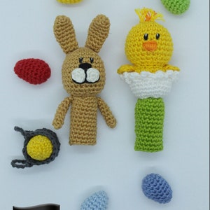 German, Crochet pattern finger puppets &quot;Easter&quot; in German