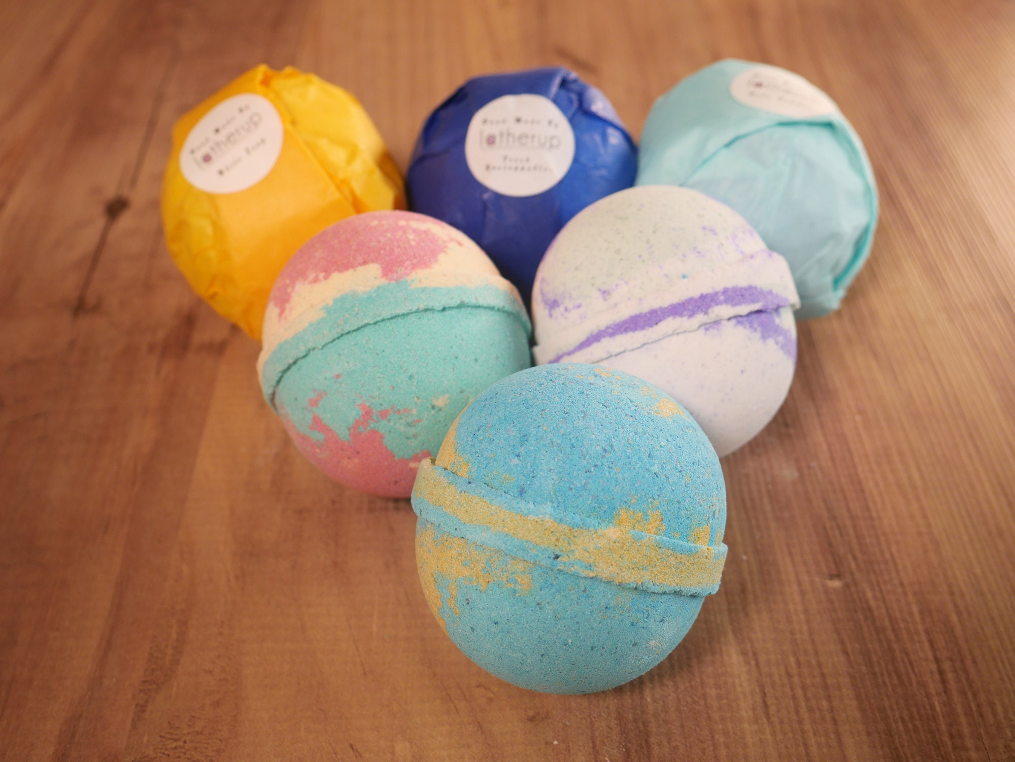 6 X Multi Coloured Handmade Bath Bombs 190g by Lather up Fresh Etsy UK