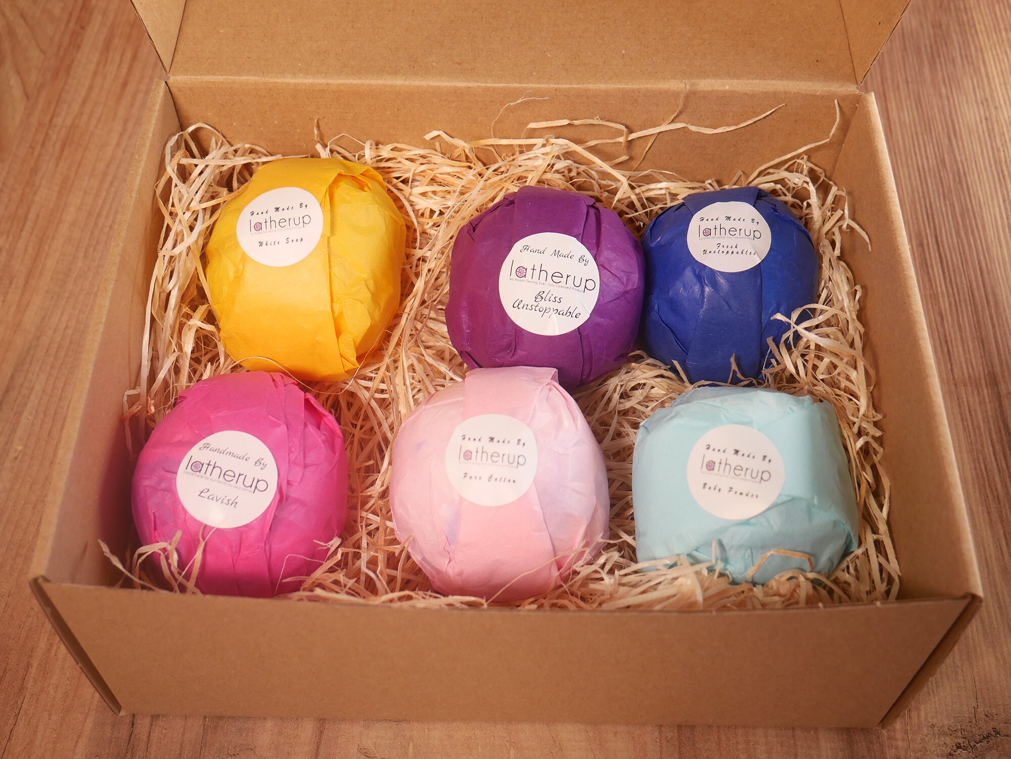 6 X Multi Coloured Handmade Bath Bombs 190g by Lather up Fresh Etsy UK