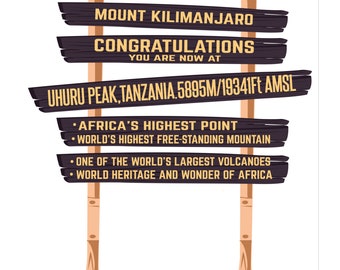 Kilimanjaro Summit Sign Sticker | Mount Kilimanjaro Uhuru Peak Magnet