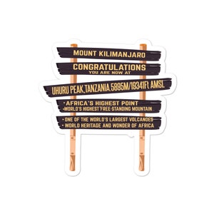 Kilimanjaro Summit Sign Sticker Mount Kilimanjaro Uhuru Peak Sticker image 9