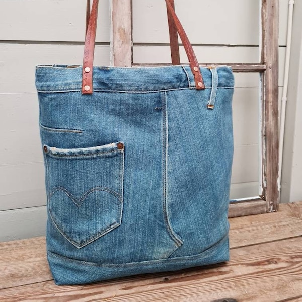 Upcycled Jeans Bag - Etsy