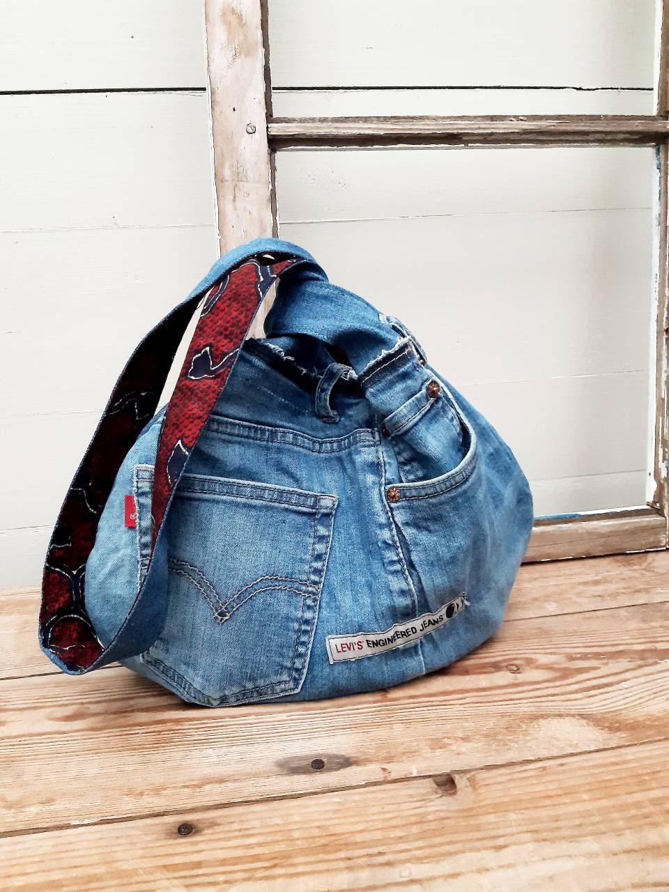 Levis jeans knot bag no waste bag origami bag knot bag | Etsy