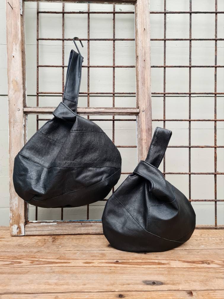  Wrist Bag Knot Bag Portable Purse Soft PU Leather