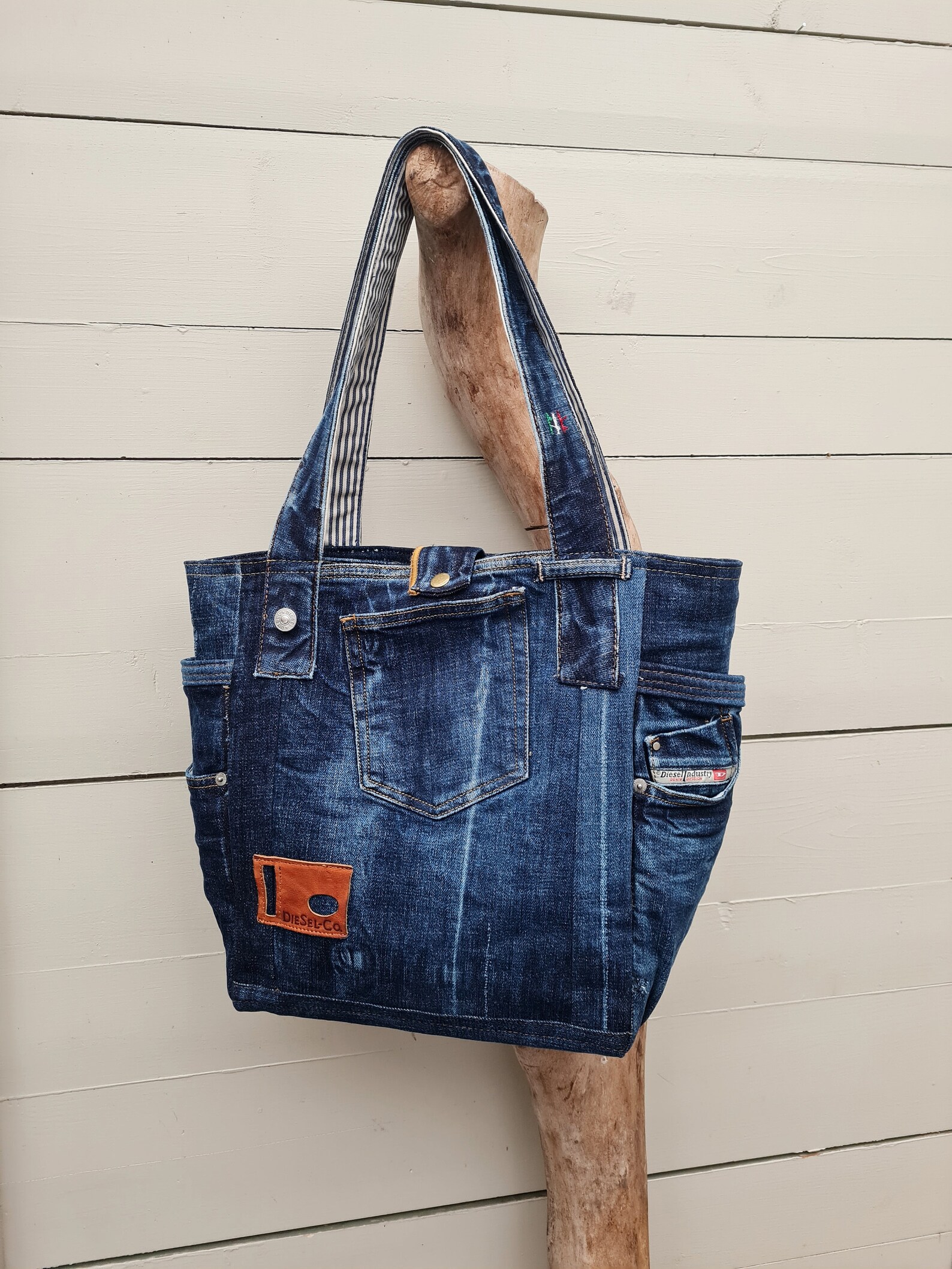 Dark Blue Denim Shopper Denim Shoulder Bag Upcycled Denim - Etsy