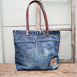 Levis Jeans Einkaufstasche mit Ledergriff, Levis Tasche