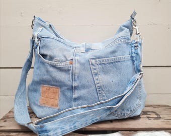 Upcycled hobo bag, slouchy shoulder bag