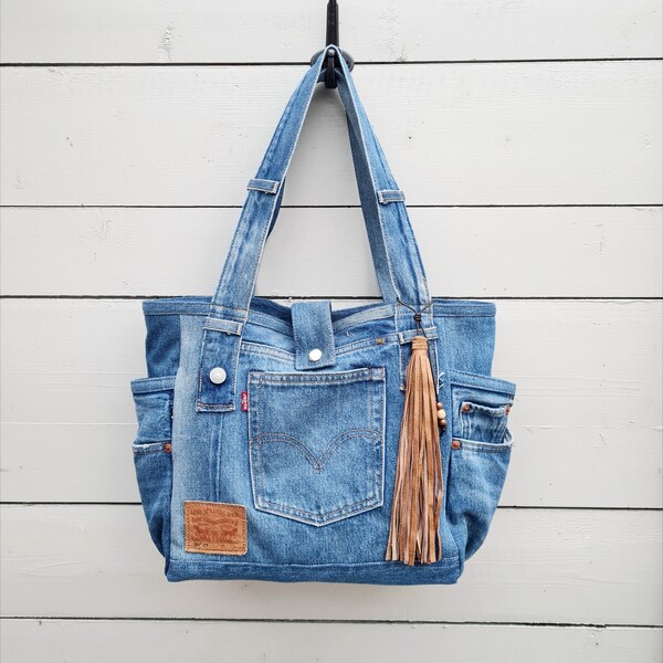 Upcycled Vegan Acid Wash Denim Bag