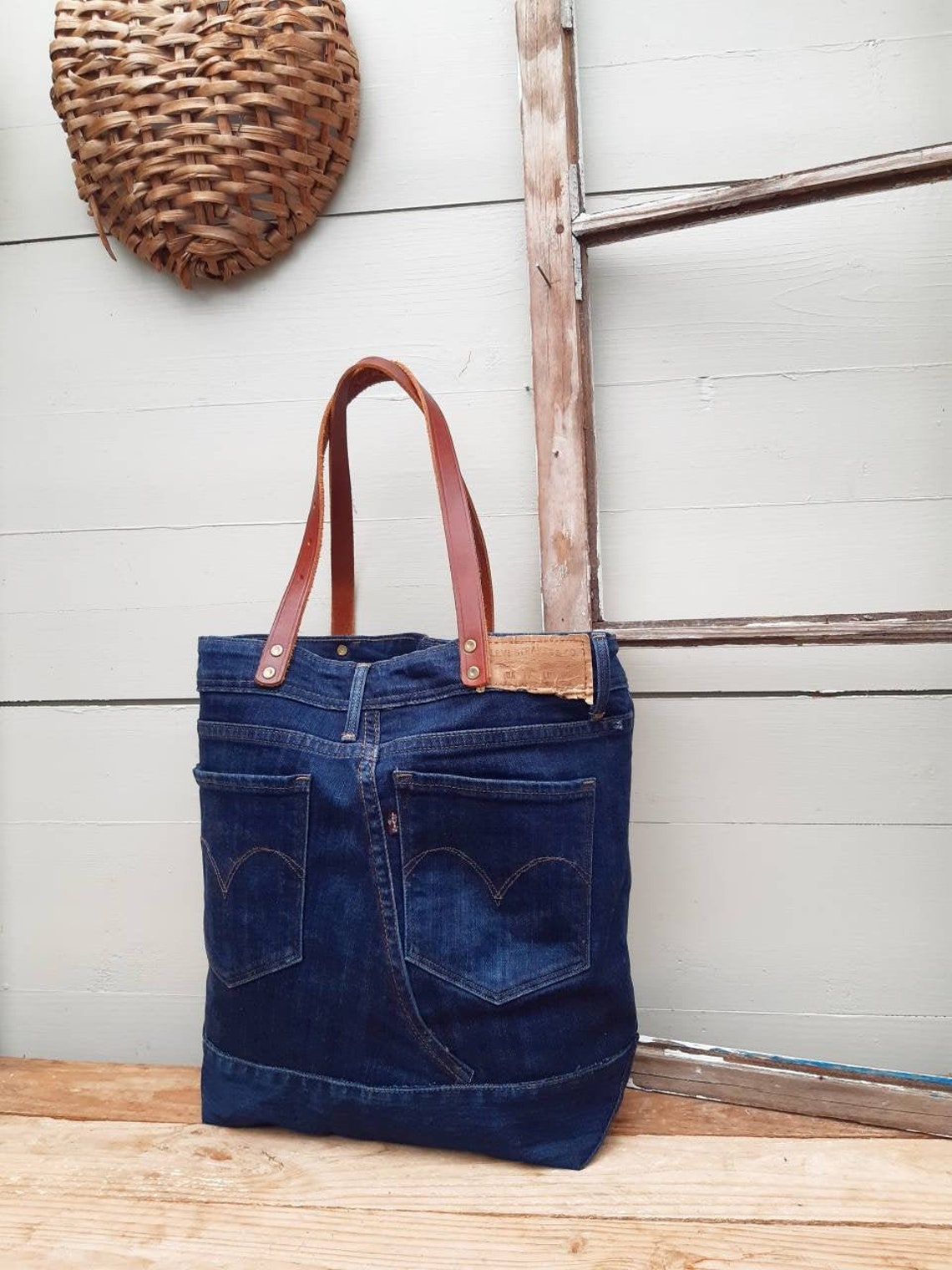 Levis jeans tote bag levis bag denim tote bag shoulder bag Etsy