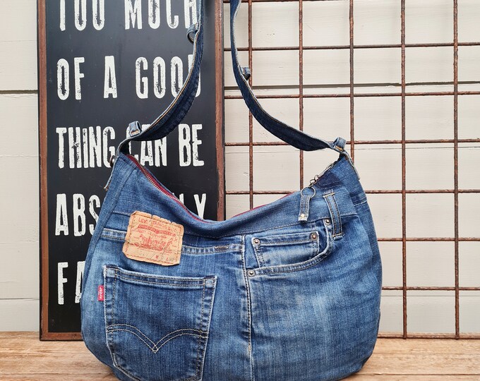 Denim Hobo Bag Jeans Hobo Bag Upcycled Denim Bag Crossbody Etsy Sweden