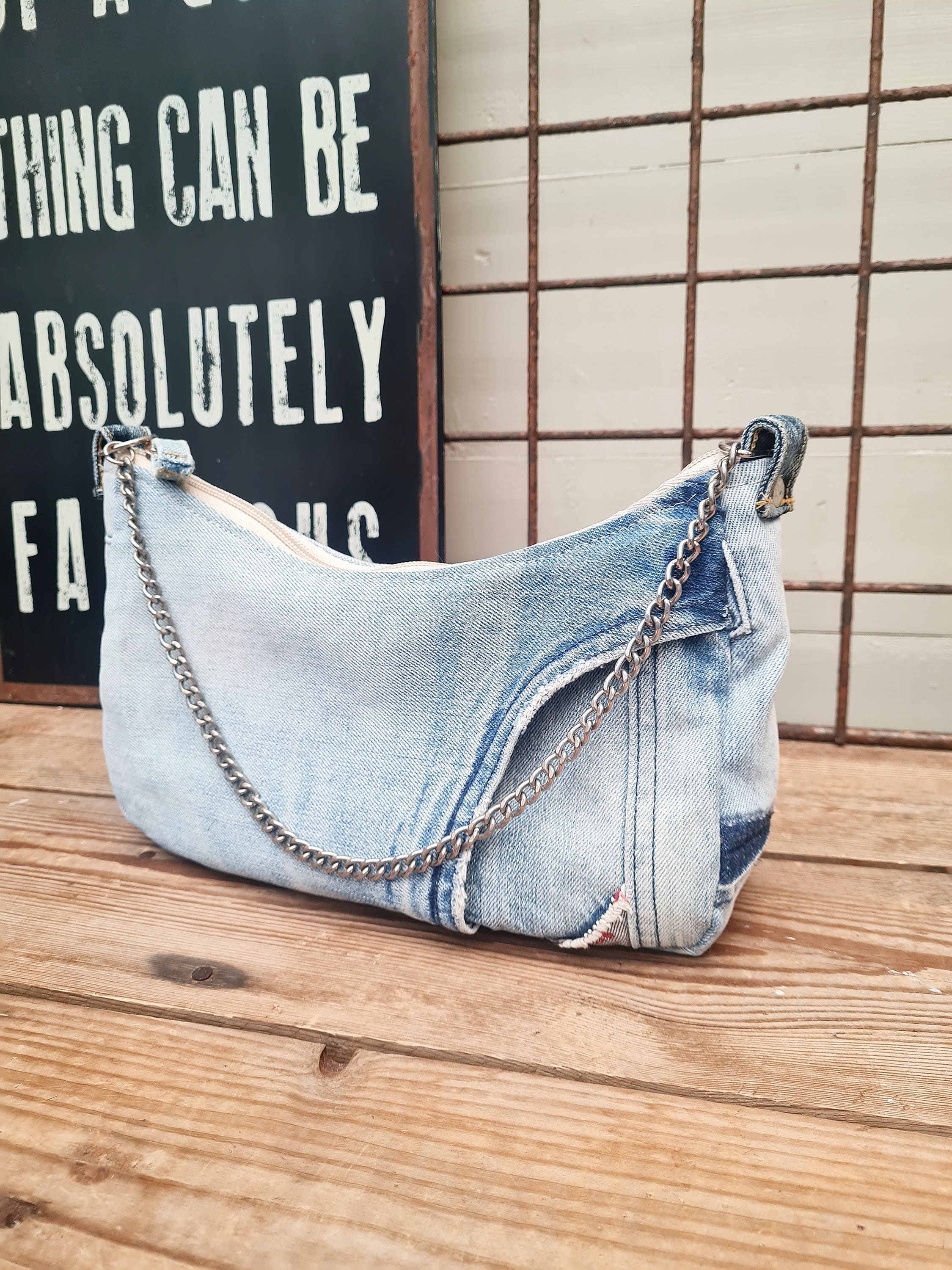 WESTY Bag Denim Fabric Baguette Shoulder Bag