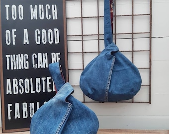 Sac à bandoulière en jean avec options de personnalisation, petite taille, bandoulière