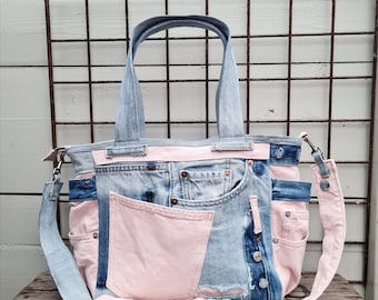Pink denim purse, denim bag