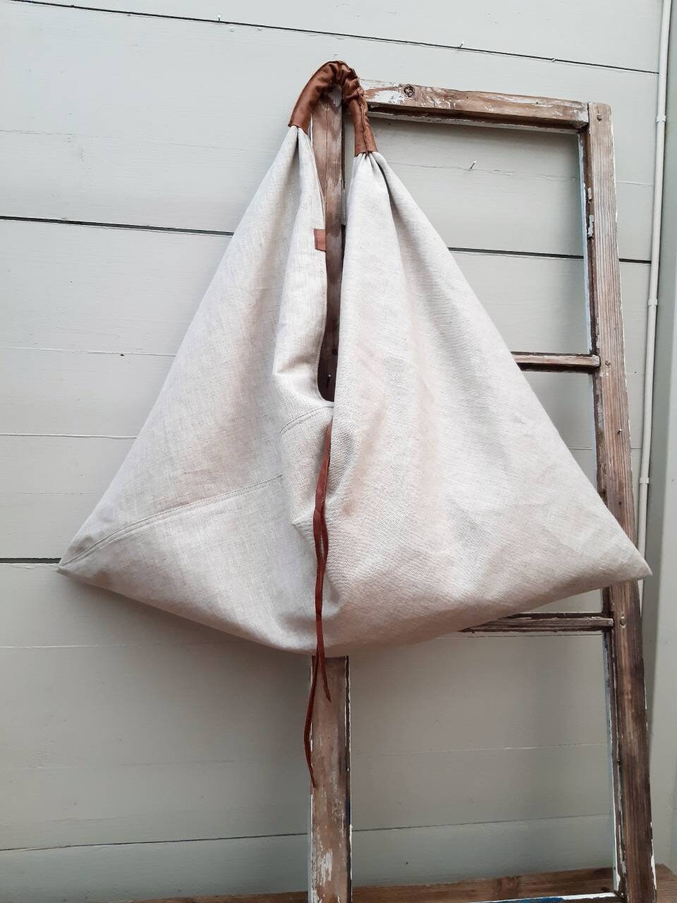 Linen Market Bag Japanese Market Bag Origami Bag No Waste Etsy