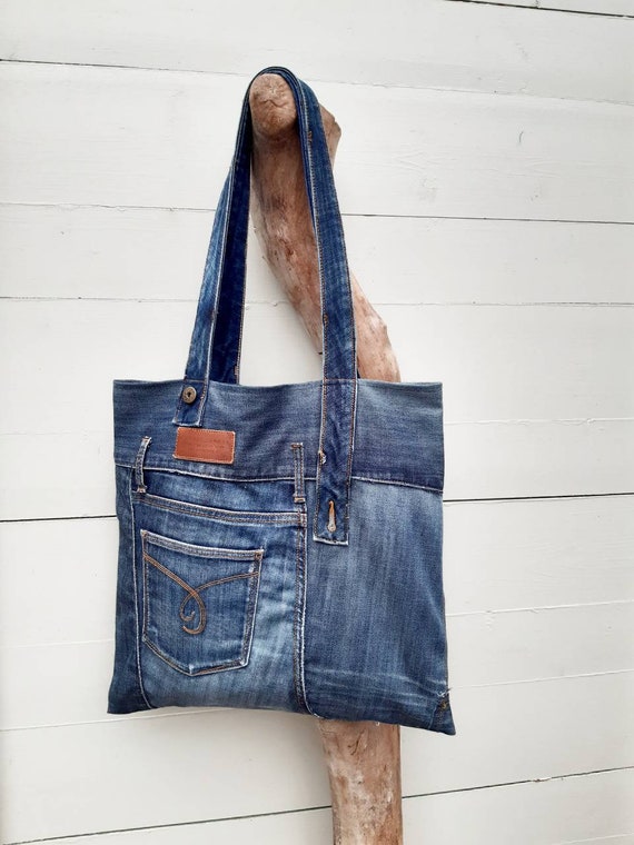 Esprit Jeans patchwork tote bag denim tote bag jeans bagno | Etsy