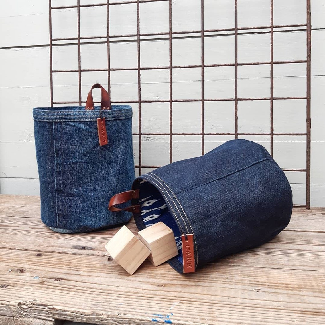 Bac de rangement jeans panier en tissu bac en tissu Etsy