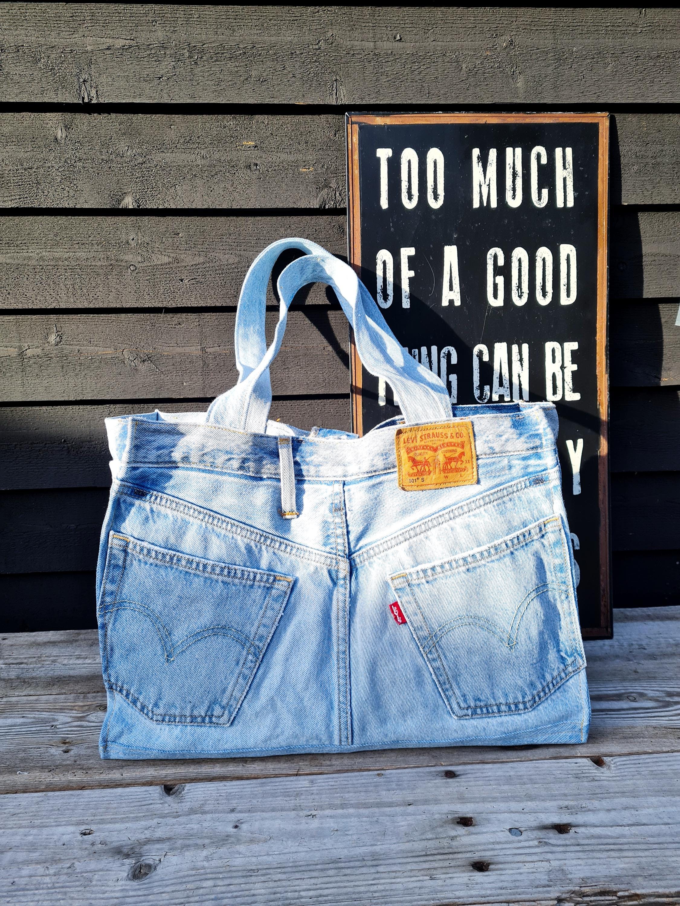デザイントートバッグ　大きめ　デニムバッグ　デニムハンドメイド　トートバッグ 手作りデニムトートバッグ - Etsy 日本