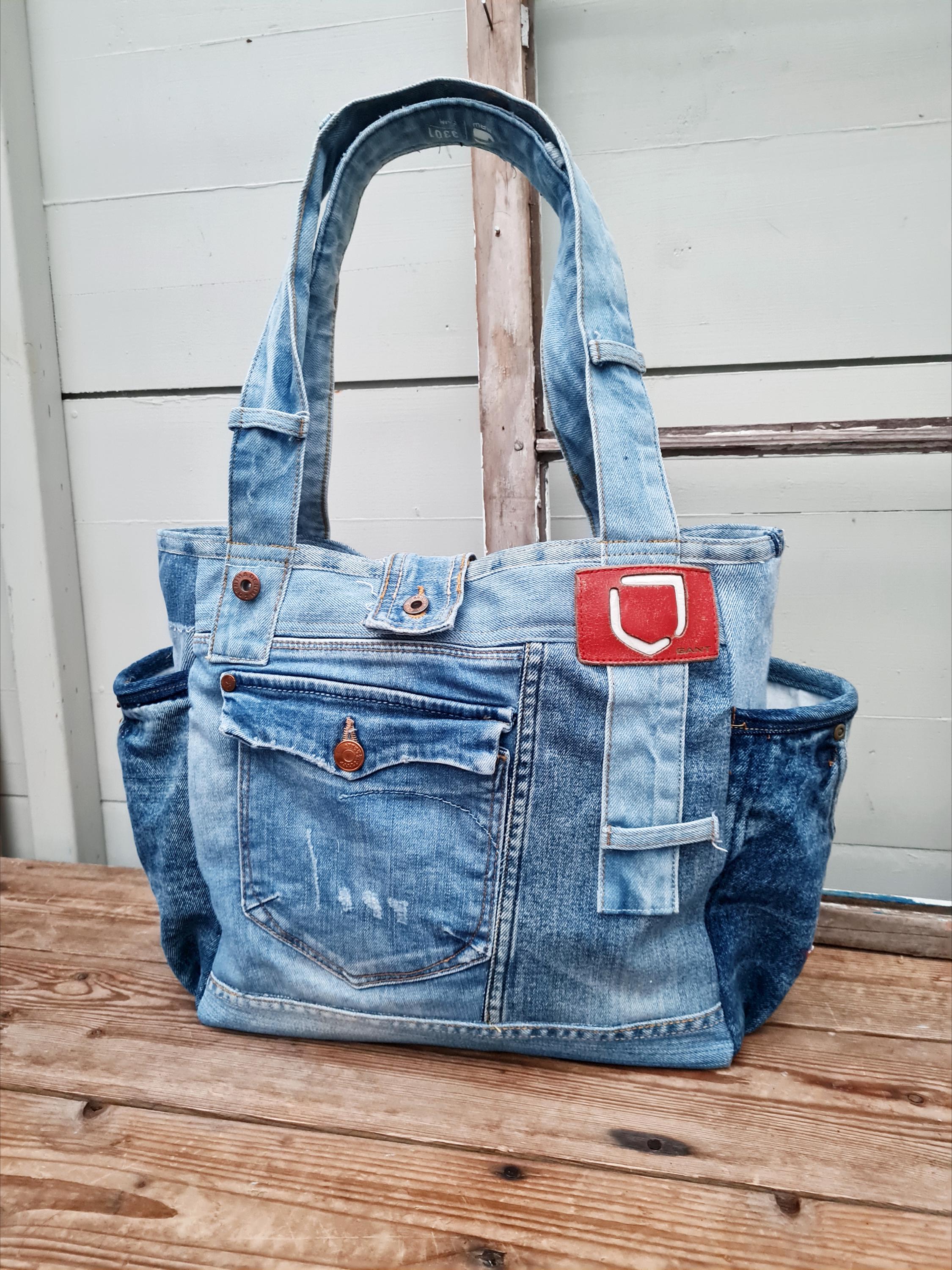 Old jeans handbag sales