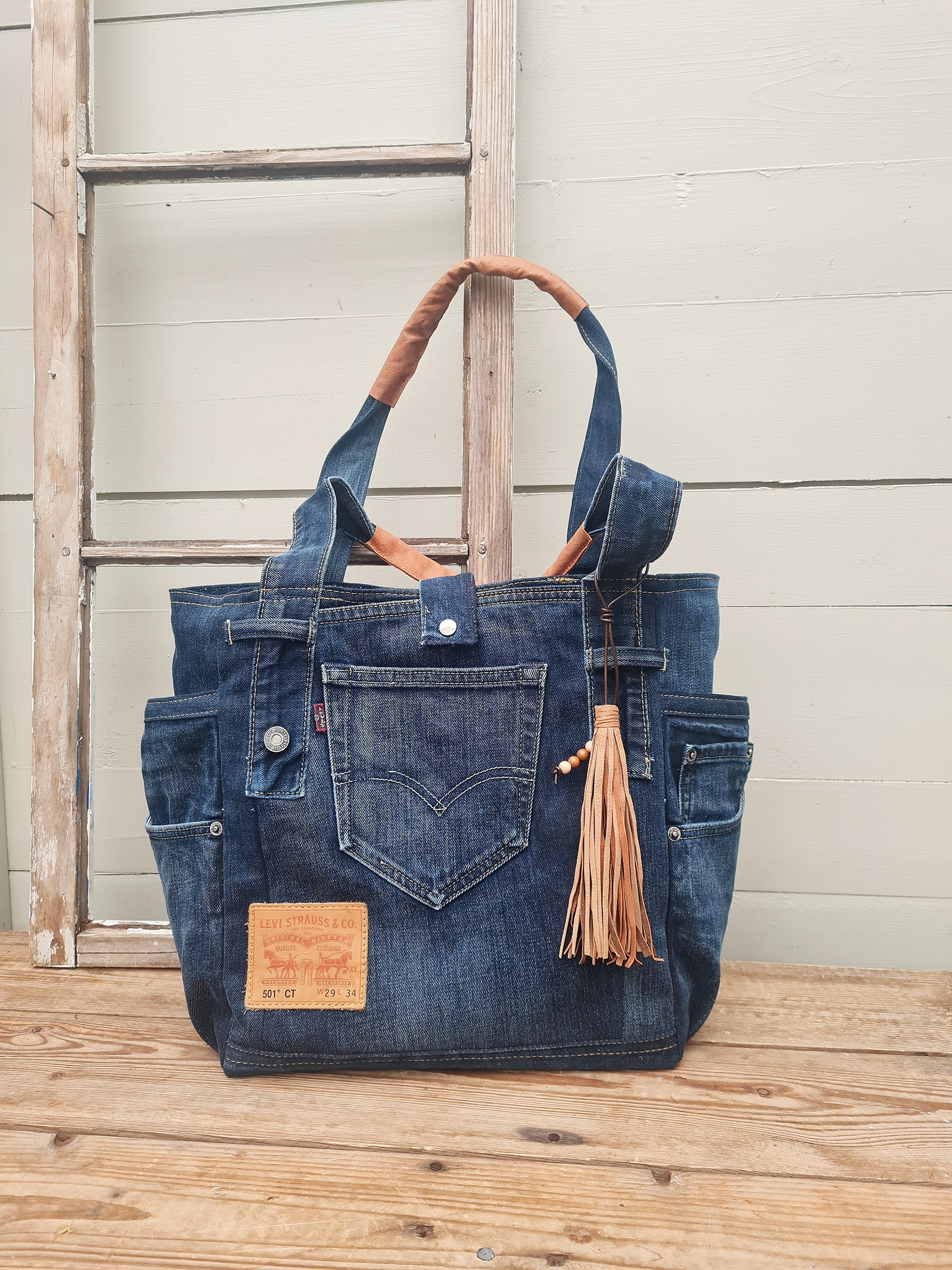 levis jeans bag, upcycled denim bag 