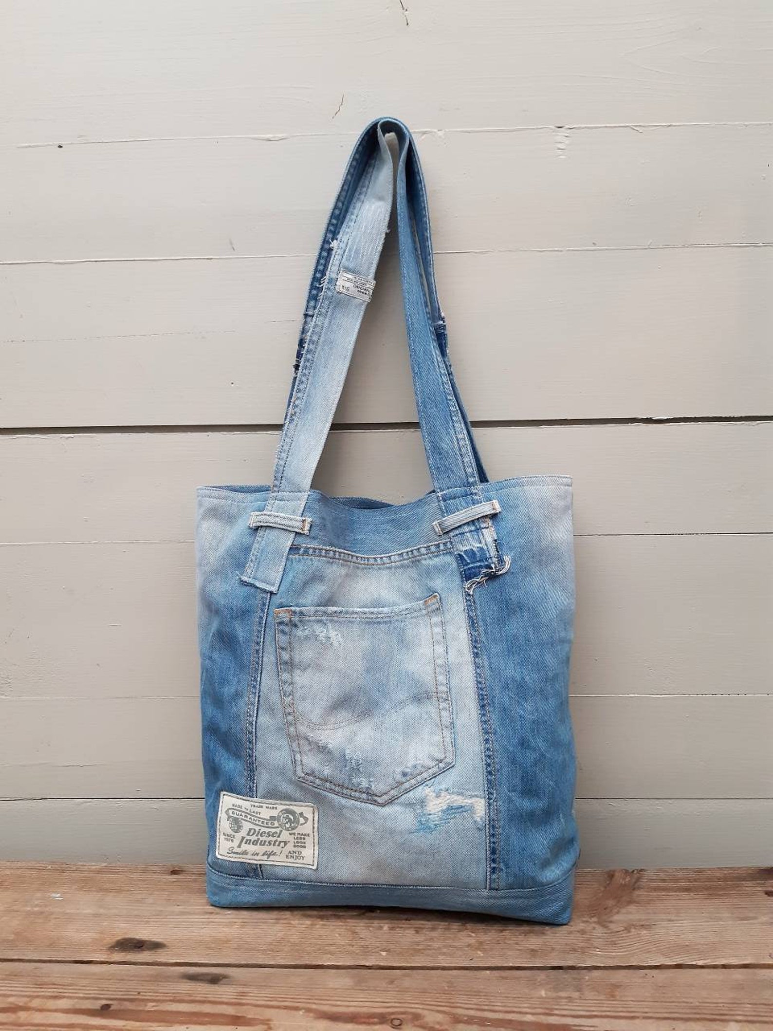 Gstar jeans tote bag with Diesel label denim tote jeans bag | Etsy
