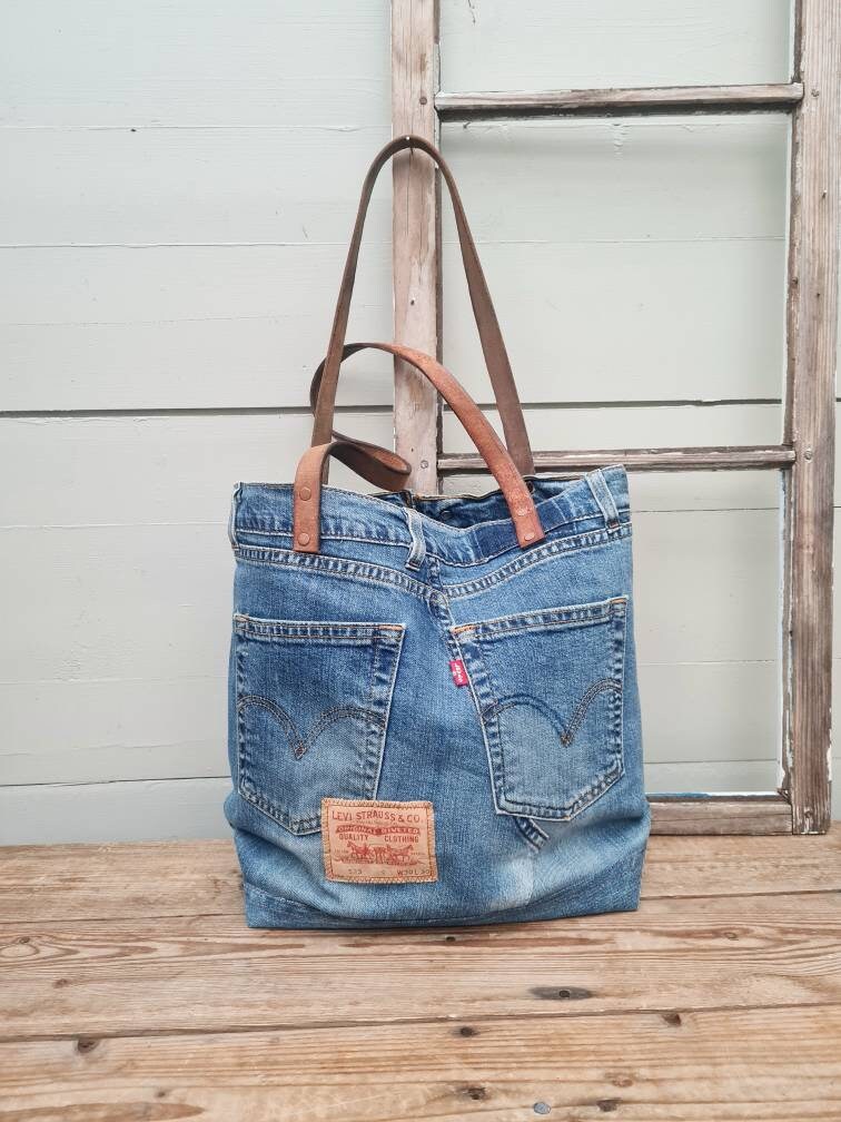 Levis Jeans Tote Bag With Leather 