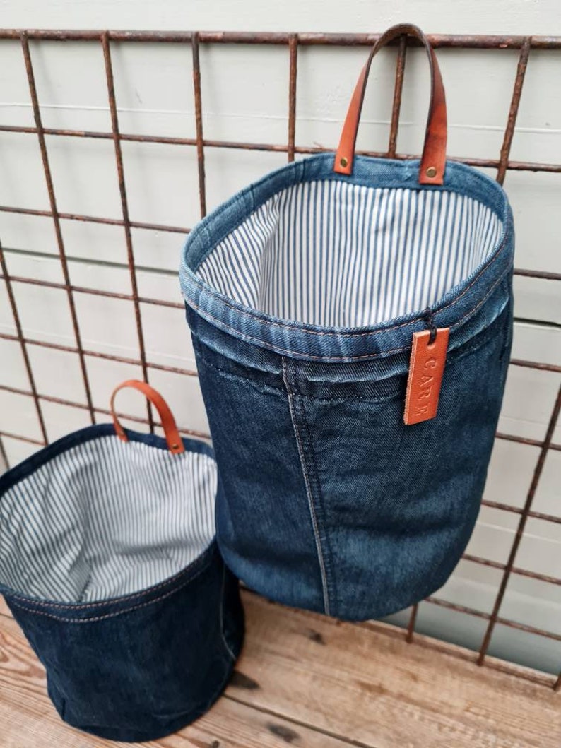 Jeans Storage Bin Small Hanging Denim Storage Basket Fabric Etsy